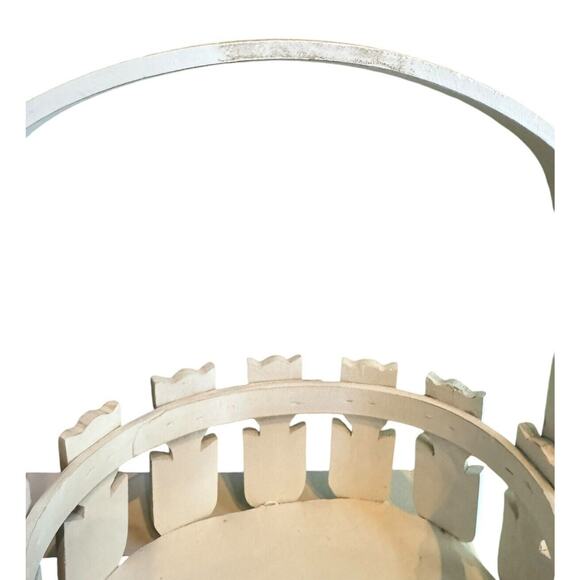 Wooden Tulip Basket Flowers Decor Folk Art White Tole Easter Bunny READ NOTE - Picture 4 of 8